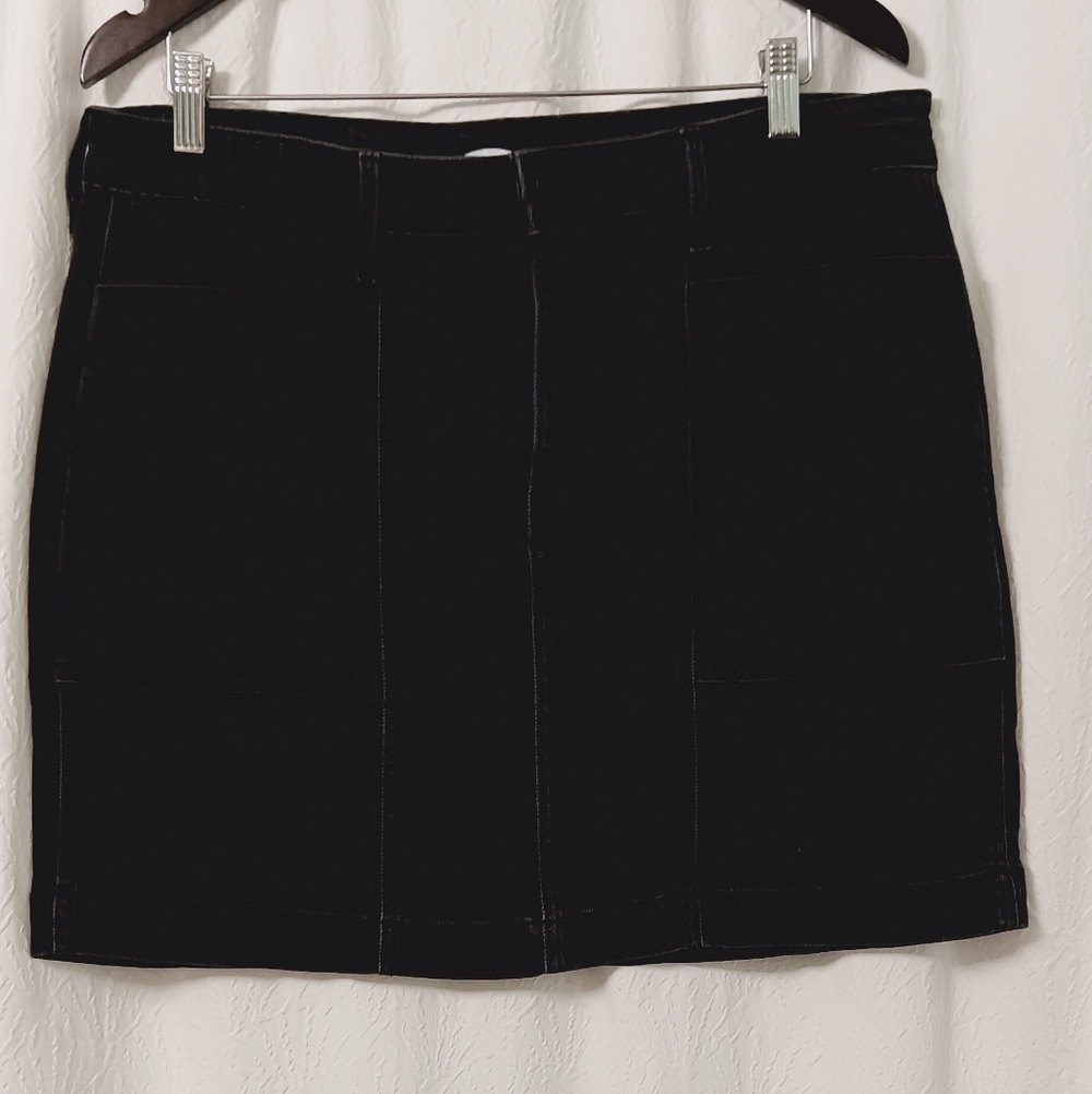 Old Navy Womens Pencil Skirt Denim Black Straight Mini Size 14
